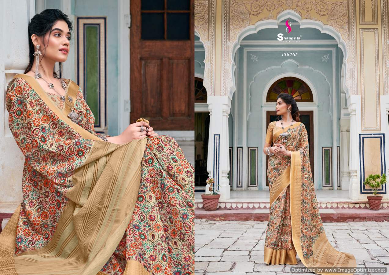 Shangrila Niharika Digital 2 Fancy Wear Soft Linen Digital Pure Print Saree Collection